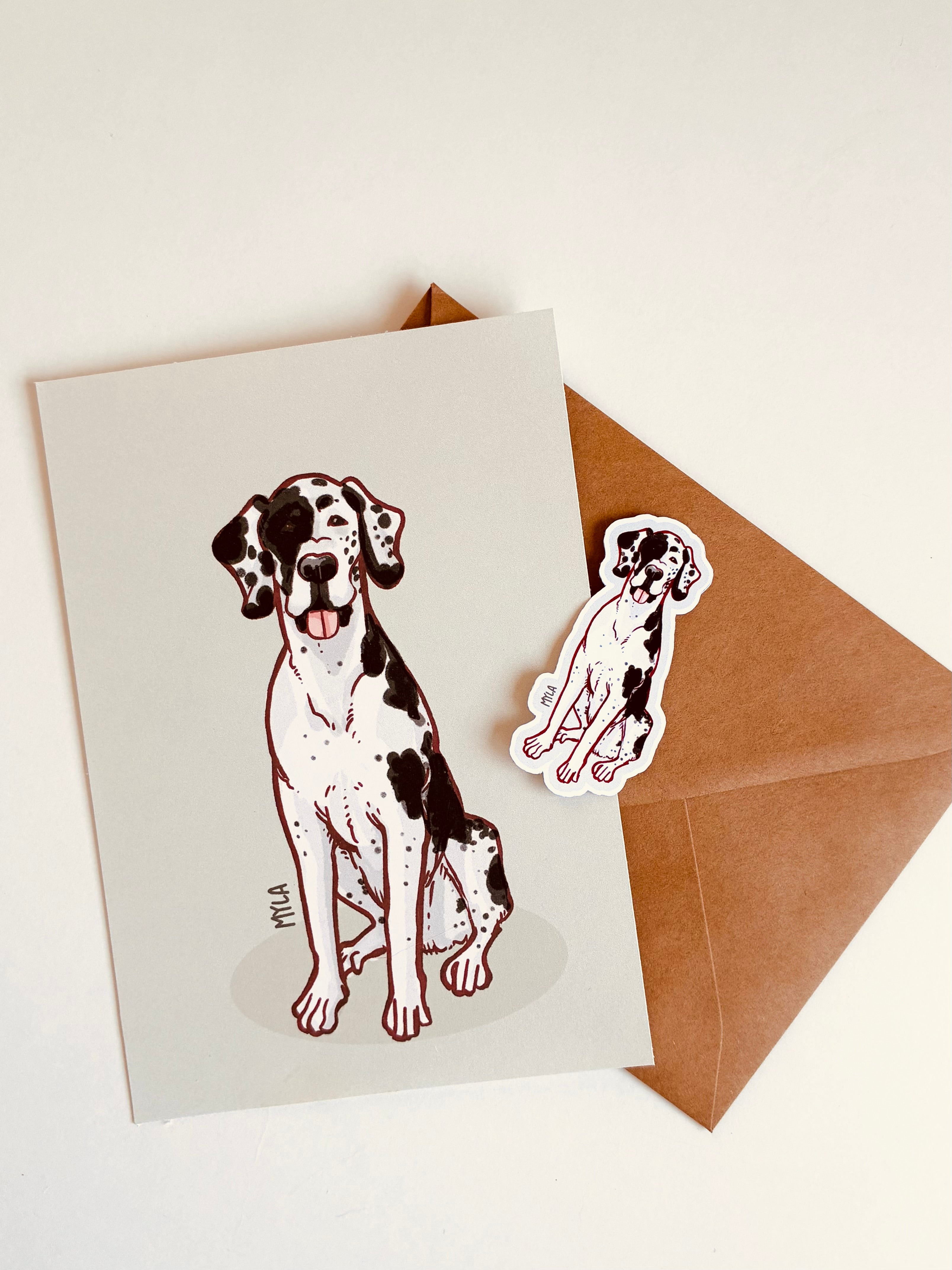 Pet portrait · Mini print + sticker