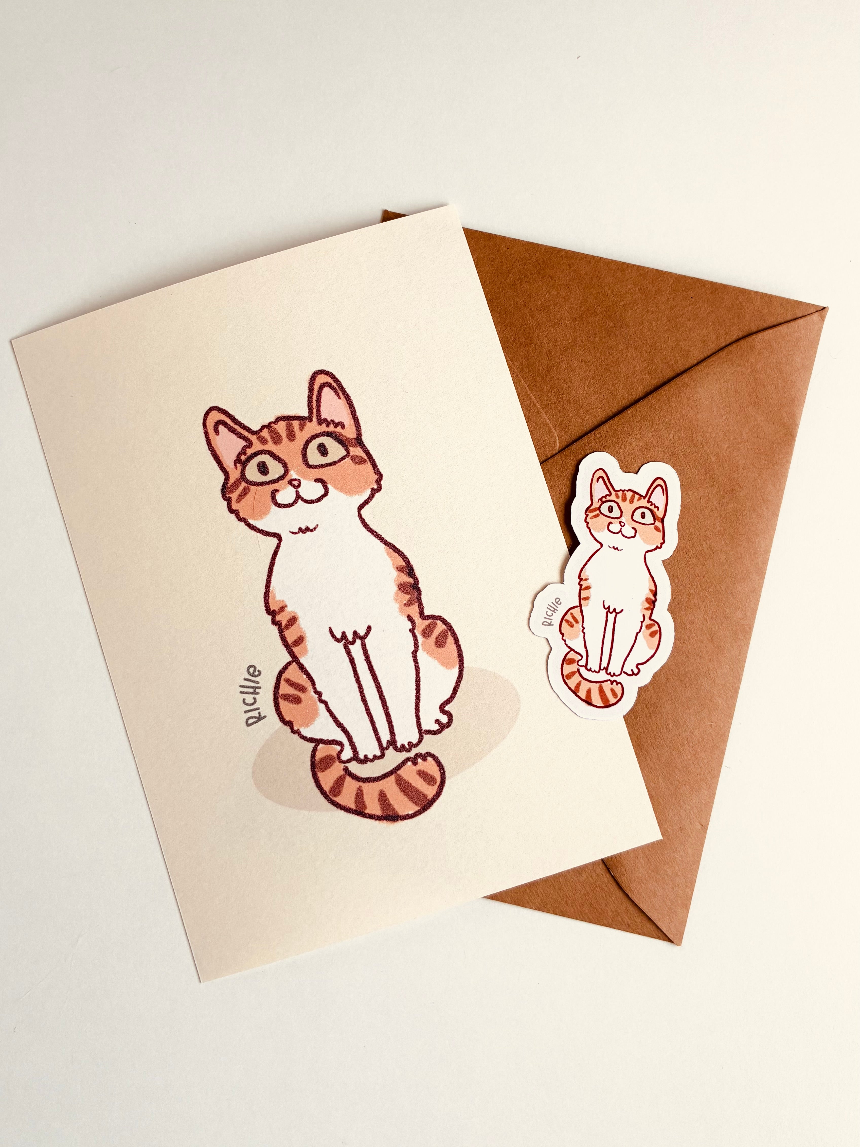 Pet portrait · Mini print + sticker