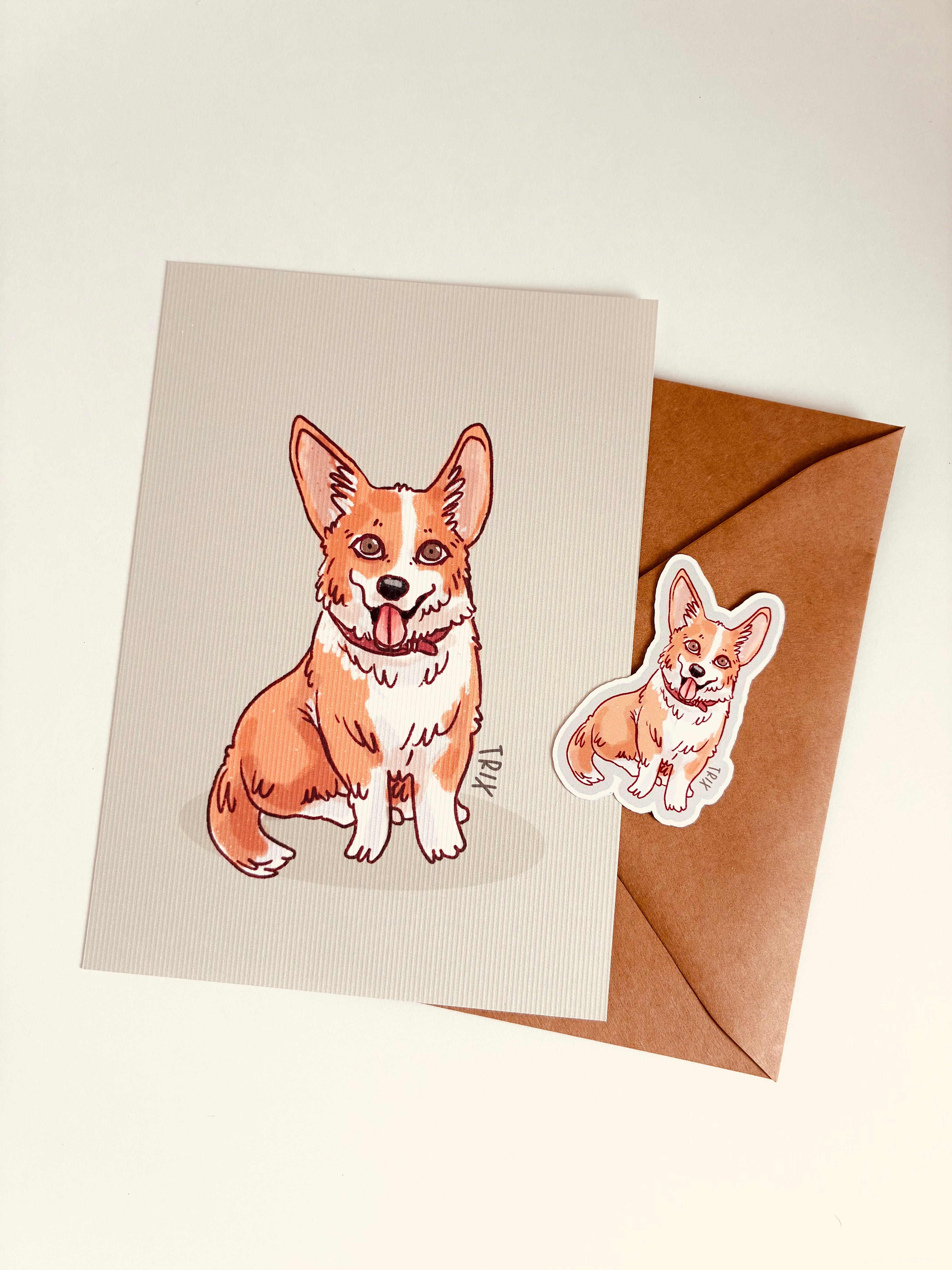 Pet portrait · Mini print + sticker