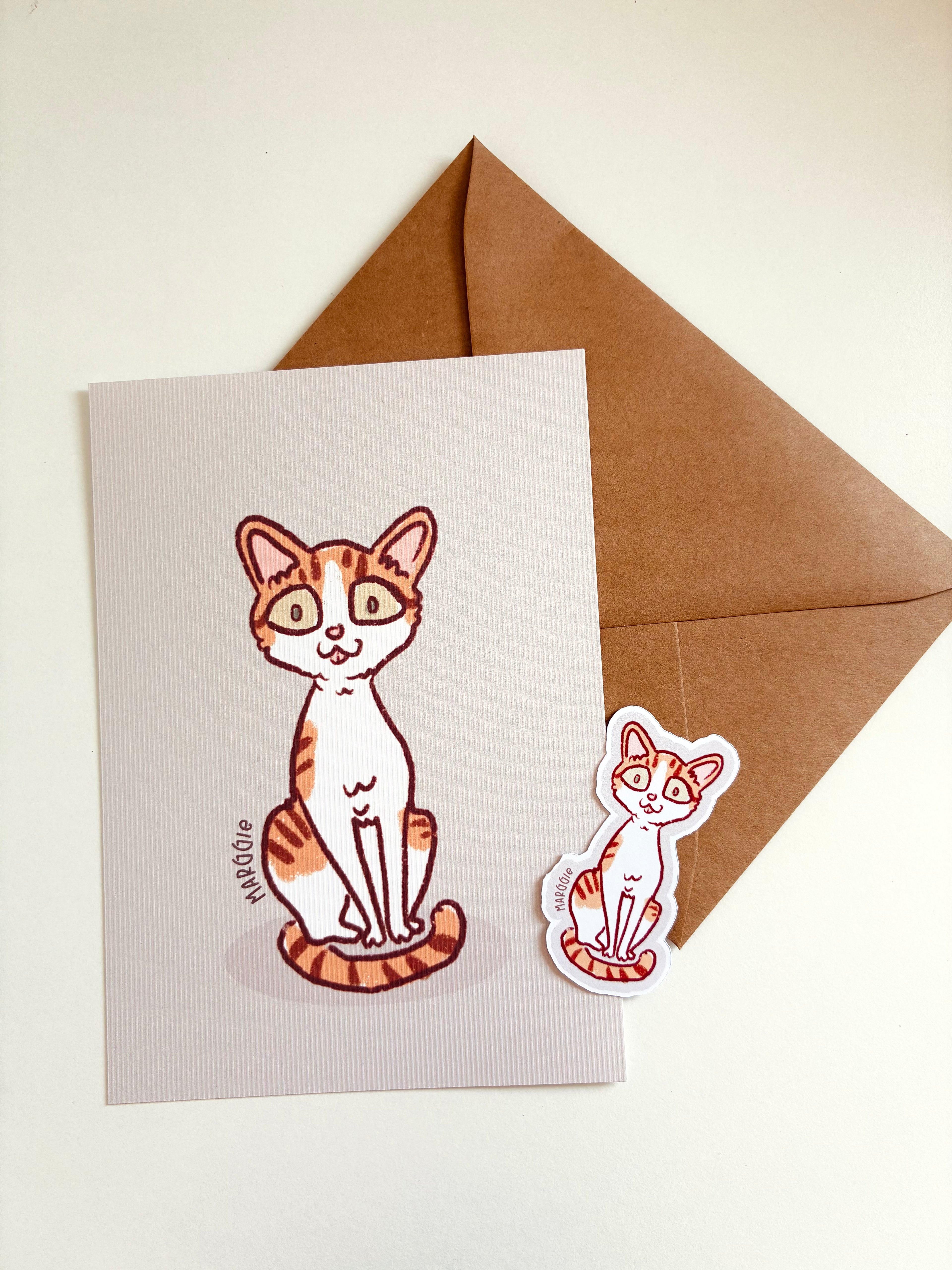 Pet portrait · Postcard + sticker